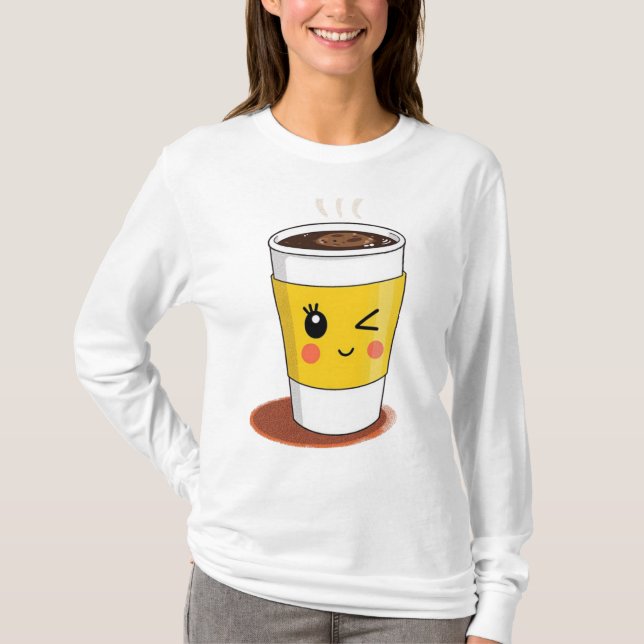 Kaffemugg med blinkande öga T-Shirt (Framsida)