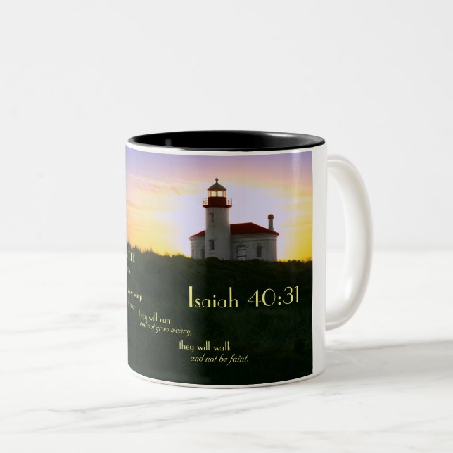 Kaffemugg med den bibelVerse och fyren (Framsida höger)