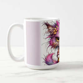 Kaffemugg med färgglad bild av arg katt