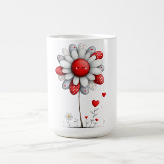 Kaffemugg med groovy solros med hjärtan