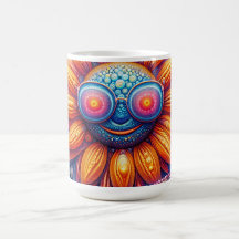 Kaffemugg med levande färger av solrosglasögon
