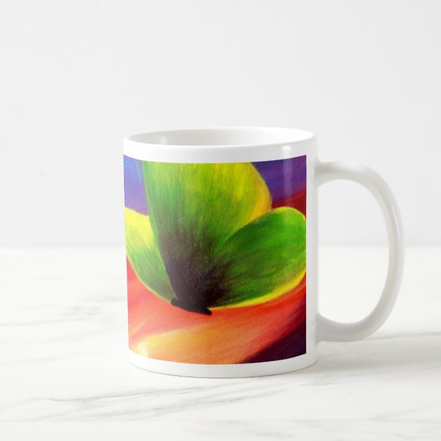 Kaffemugg med mång- fjärilsmålningkonst - (Höger)