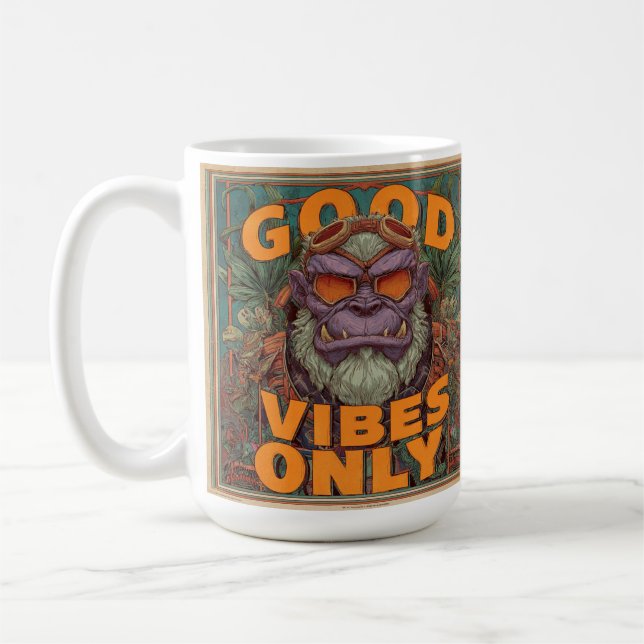 Kaffemugg Med Positiv Energi – Djärv Gorilla-desig (Vänster)