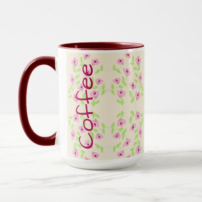 Kaffemugg med rosa blommönster (Vänster)