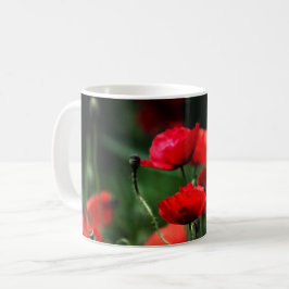 Kaffemugg - Röda vallmor i naturlig foton