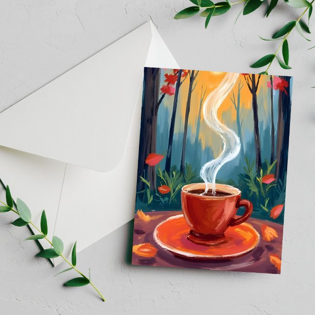 Kaffemugg Vattenfärg Målning Kort (Skapare uppladdad)
