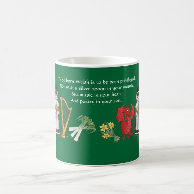 Kaffemugg: Walesiska Emblems och citationstecken Kaffemugg (Center)