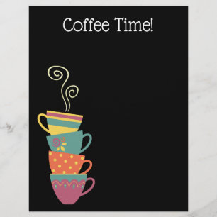 Kaffemuggar menyfolder, modern svart reklamblad