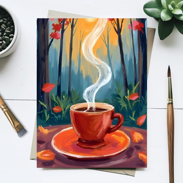 Kaffemugge Akvarellmålning Vykort (Skapare uppladdad)