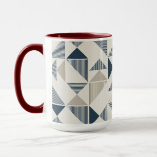 Kaffemugge – Blå och beige triangulär design Mugg
