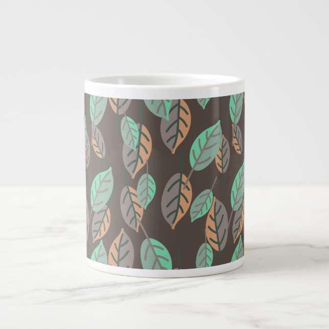 kaffemugge med skogsblad jumbo mugg (Framsidan)