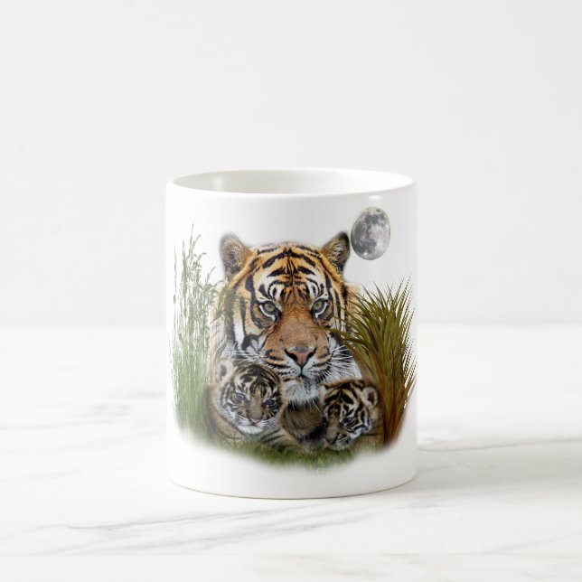 Kaffemugge med tiger och ungar kaffemugg (Center)