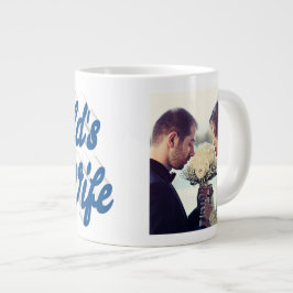 Kaffemuggen blå Giant med hustruns foto Jumbo Mugg