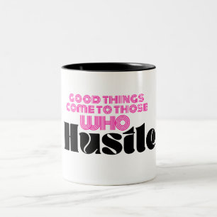 Kaffemuggen Boss Lady Pink Hustle Quote Två-Tonad Mugg