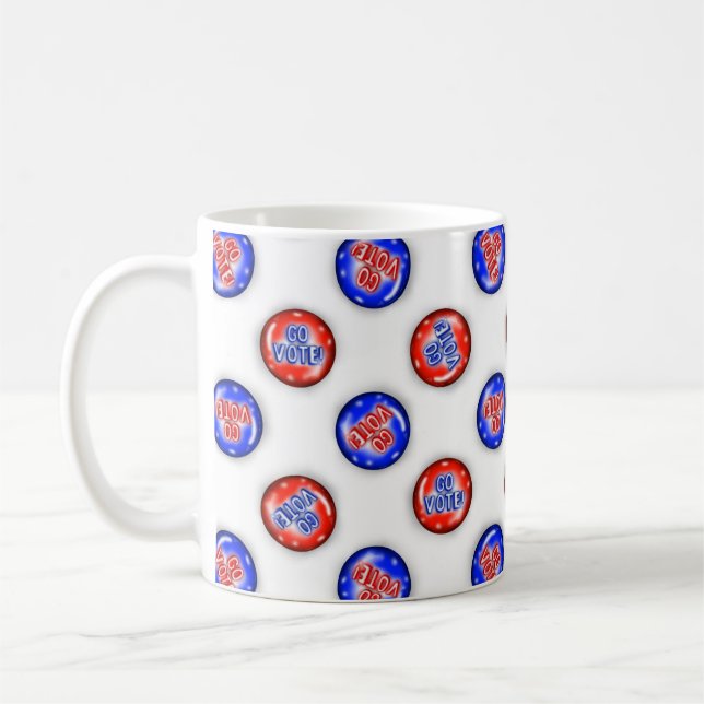 Kaffemuggen med 'Gå och Röst'-knappar Kaffemugg (Vänster)