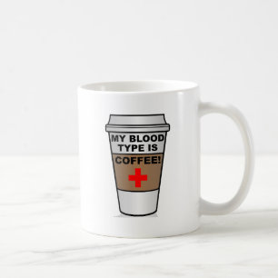 Kaffemuggen med rolig text om blodgrupp kaffemugg