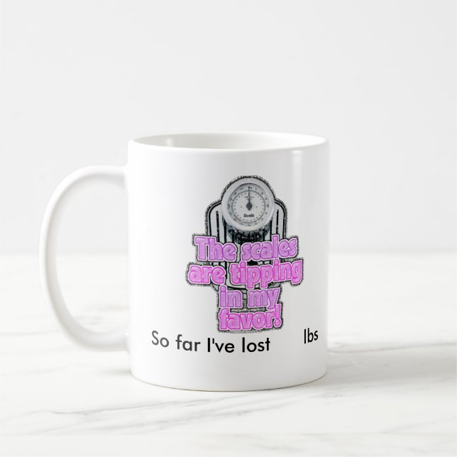 KaffeMuggen-Så långt har jag borttappadt???? pund Kaffemugg (Vänster)