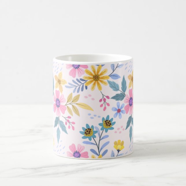 Kaffemuggen Vacker färgrik Blommig mönster Kaffemugg (Center)