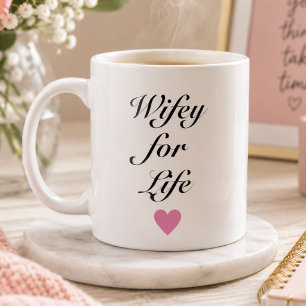Kaffemuggen 'Wifey For Life' för nygifta brudar Kaffemugg