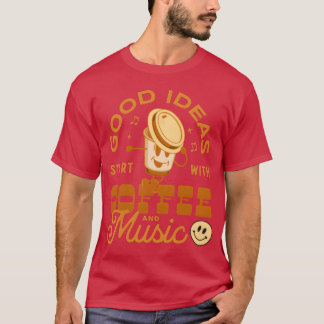 Kaffemusik Tecknad Roliga Citat För Kaffeälskare f T Shirt