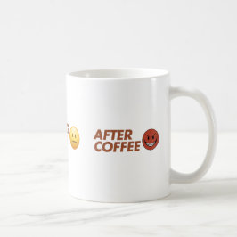Kaffemynsvektor konst före under efter kaffemugg