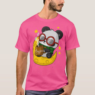 Kaffepanda - Cute Panda i Måne T Shirt