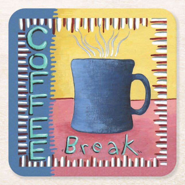 Kaffepaus Coasters Underlägg Papper Kvadrat (Framsidan)