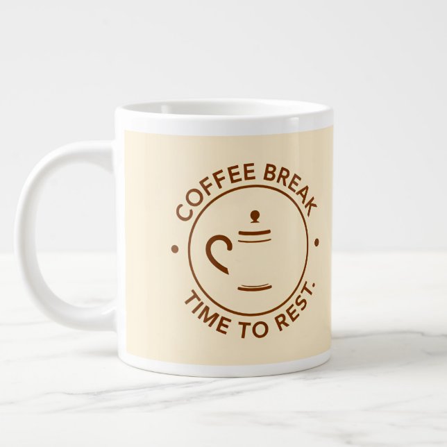 Kaffepauslogotyp på Beige Bakgrund Jumbo Mugg (Vänster)