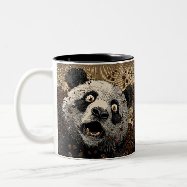 Kaffepåverkad Panda Två-Tonad Mugg (Vänster)