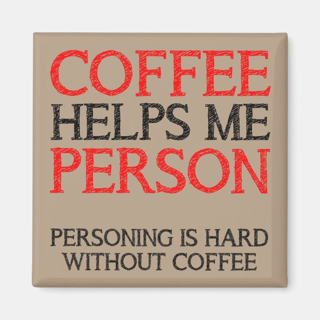 Kaffeperson Personifierar Rolfig Kylskåpsmagnet (Framsidan)