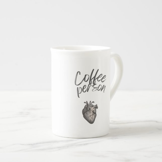 Kaffeperson Rollig Typografi Benporslin Mugg (Framsida höger)