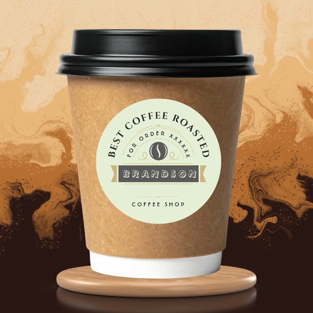 Kaffepersonlig varumärkesidentitet  runt klistermärke (Skapare uppladdad)