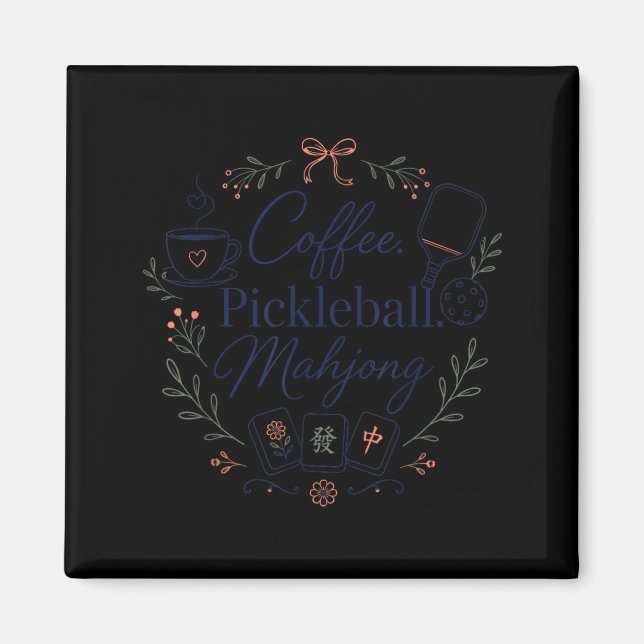 Kaffepickleball Mahjong-spel Mahj Magnet (Framsidan)
