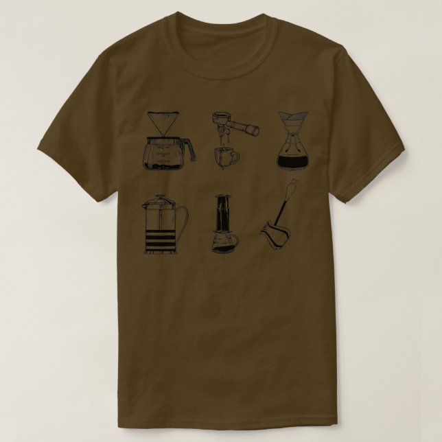 Kaffepreparationsmetoder Koffmaker Barista T Shirt (Design framsida)