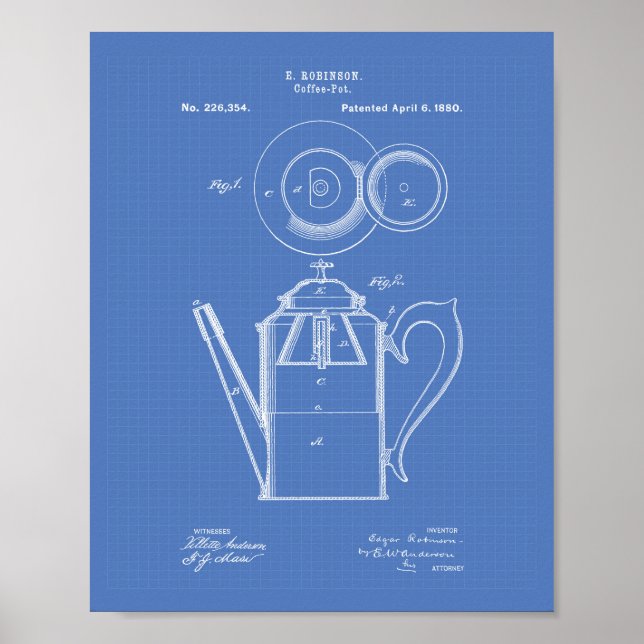 Kaffeptapp 1880 Patentbild Poster (Framsidan)