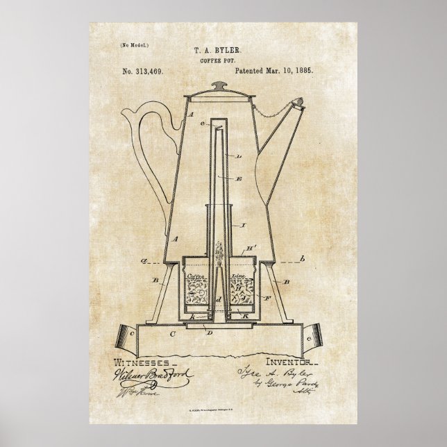 Kaffeptentatent för utskrift Poster 1885 (Framsidan)
