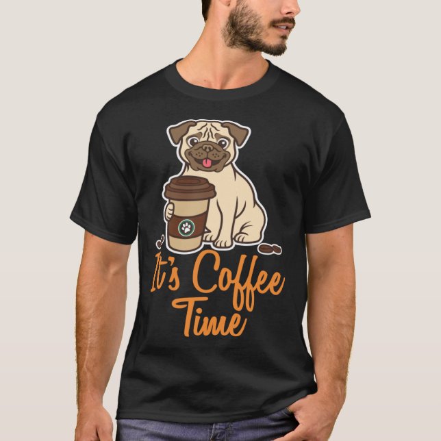 Kaffepug Hund Hund Och Kaffe T Shirt (Framsida)