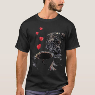 Kaffepug Livet Händer Kaffet Hjälper Kärlek Te Fre T Shirt