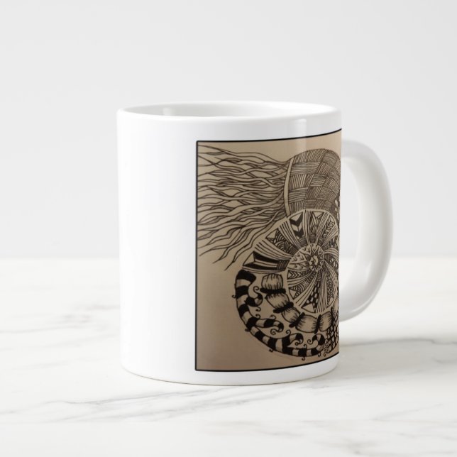 Kaffer kopp med invecklad design jumbo mugg (Framsida höger)