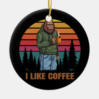 kafferetro för bigfoot-avslappning julgransprydnad keramik