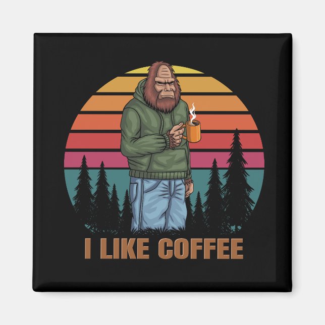 kafferetro för bigfoot-avslappning magnet (Framsidan)