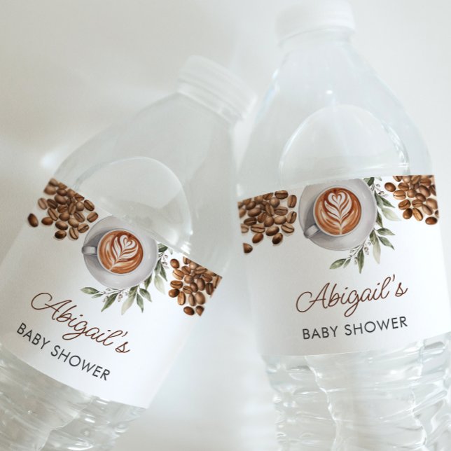 Kaffesbabyskor - Vattenflaskans etikett (Coffee Baby Shower - Water Bottle Label)