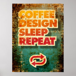 Kaffeschemat - viloläge Upprepa lustiga designers Poster