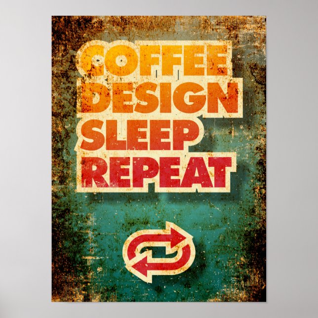 Kaffeschemat - viloläge Upprepa lustiga designers Poster (Framsidan)