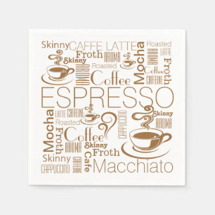 Kaffescollage, mönster brun vit pappersservett
