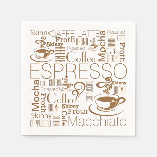 Kaffescollage, mönster brun vit pappersservett (Framsidan)