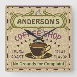 Kaffeshoppare med Kopp Skapar din egen Personlig Fyrkantig Klocka