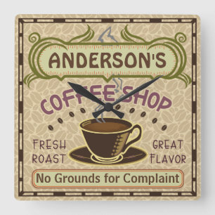 Kaffeshoppare med Kopp Skapar din egen Personlig Fyrkantig Klocka