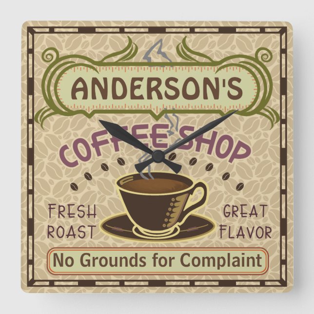 Kaffeshoppare med Kopp Skapar din egen Personlig Fyrkantig Klocka (Framsida)