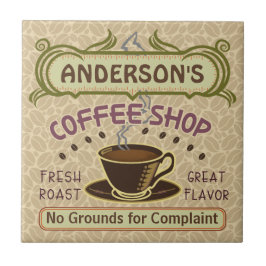 Kaffeshoppare med Kopp Skapar din egen Personlig Kakelplatta